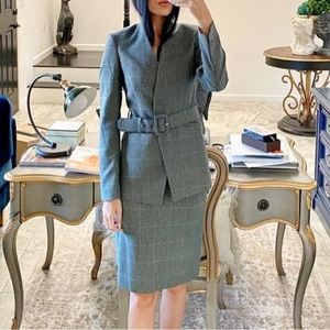 Calvin Klein Petite Windowpane-Plaid Belted
Jacket with matching skirt